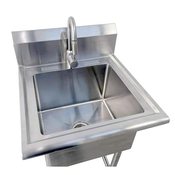 All-in-One 24 in. Stainless Steel Wall Mount Commercial Utility Kitchen Sink with Faucet