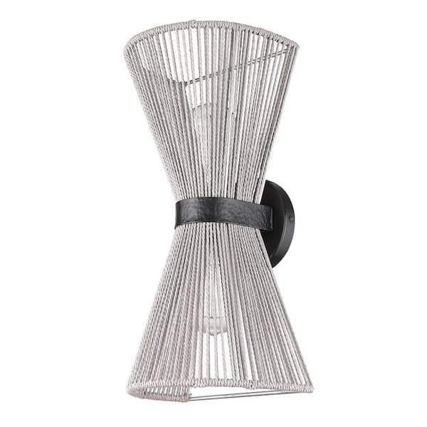 Avon 16.625 in. 1-Light Matte Black Wall Sconce