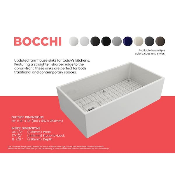 Contempo Farmhouse Apron Front Fireclay 36 in. Single Bowl Kitchen Sink with Bottom Grid and Strainer in White