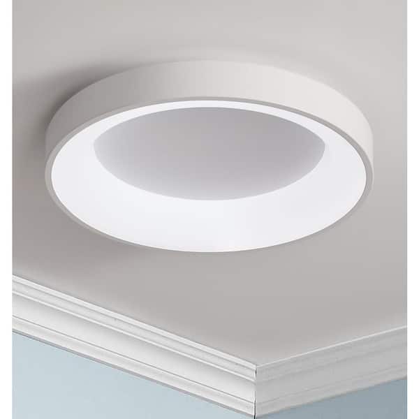 23.6 in. 1-Light Simply Circle Flush Mount LED Ceiling Lamp Fixture Light Hollow Design Ceiling Lighting