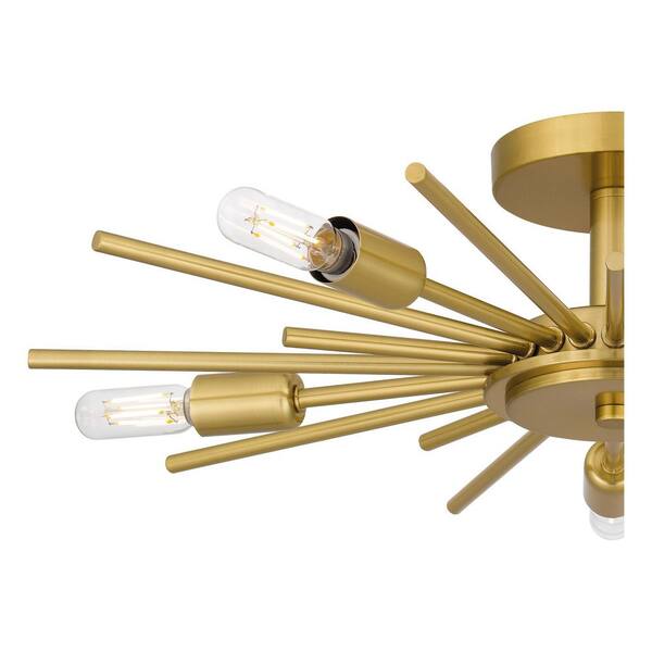 Brookings 21.63 in. 5-Light Brushed Gold Semi-Flush Mount