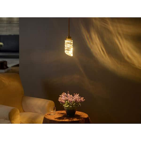 75-Watt Integrated LED Brushed Brass Pendant Light with K9 Crystal