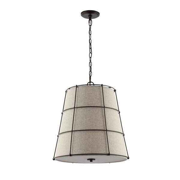 Silas 19 in. 3-Light Rustic Farmhouse Iron LED Pendant, Oil Rubbed Bronze
