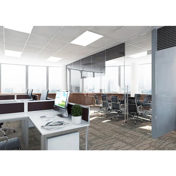 2 ft. x 4 ft. White Integrated LED Flat Panel Troffer Light Fixture at 5000 Lumens, 4000K Bright White