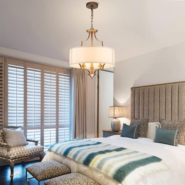 Fricke 3-Light Drum Shade Chandelier with Farmhouse Fabric Shade