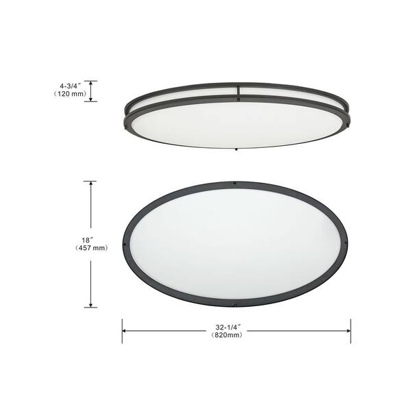 32.25 in. 1-Light Black LED Flush Mount
