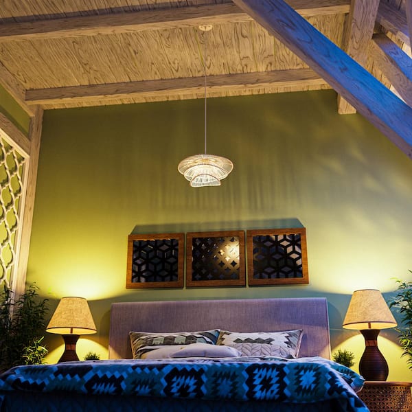 Wilby 1-Light Natural Tiered Pendant Chandelier with Rattan Shade