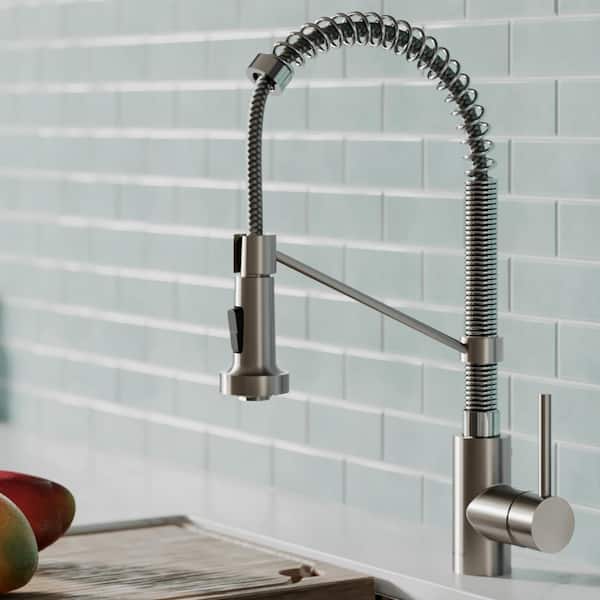 Spot Free 18-Inch Kitchen Faucet with Dual Function Pull-Down Sprayhead in all-Brite Stainless Steel/Chrome Finish