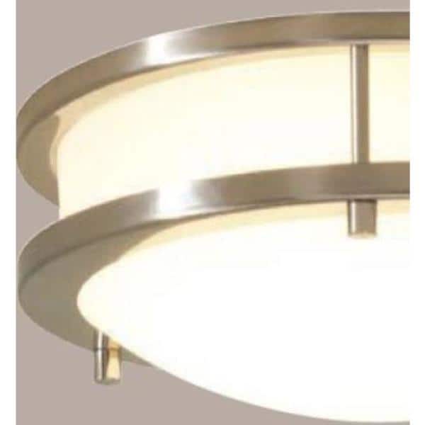 Flaxmere 12 in. Brushed Nickel Dimmable LED Integrated Flush Mount with Frosted White Glass Shade