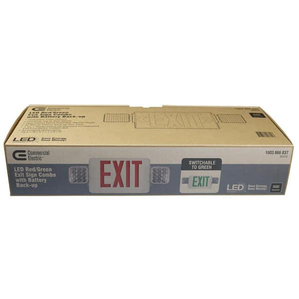 Combo 14-Watt Equivalent Integrated LED White Exit Sign and Emergency Light with Ni-Cad 9.6-Volt Battery