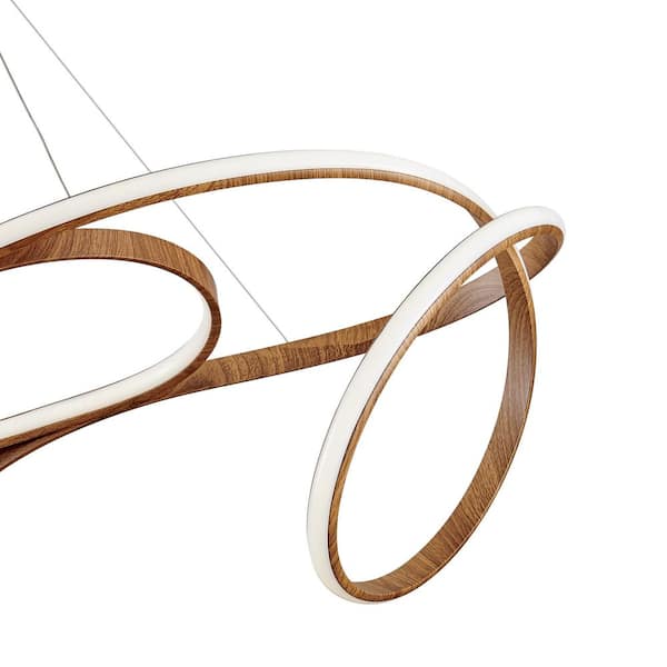 60-Watt Integrated LED Wood Chandelier, Dimmable