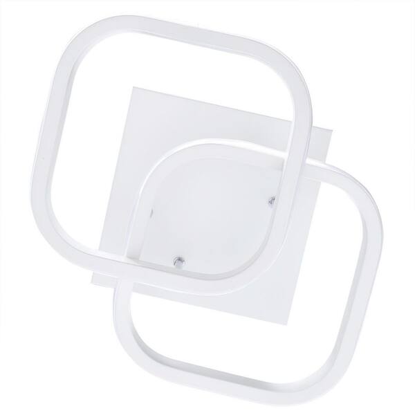 7.87 in. 1-Light White Modern Square Elegant Semi-Flush Mount LED Ceiling Light