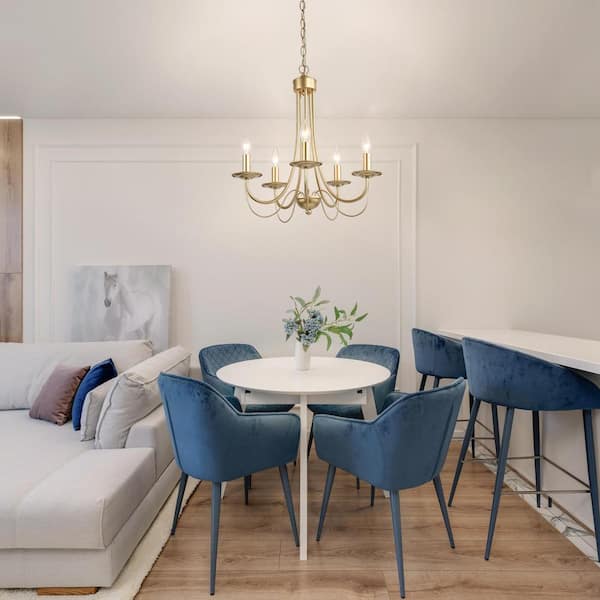 Modern Matte Gold Chandelier 5-Light Empire 18.5 in. Kitchen Dining Living Room Pendant Light