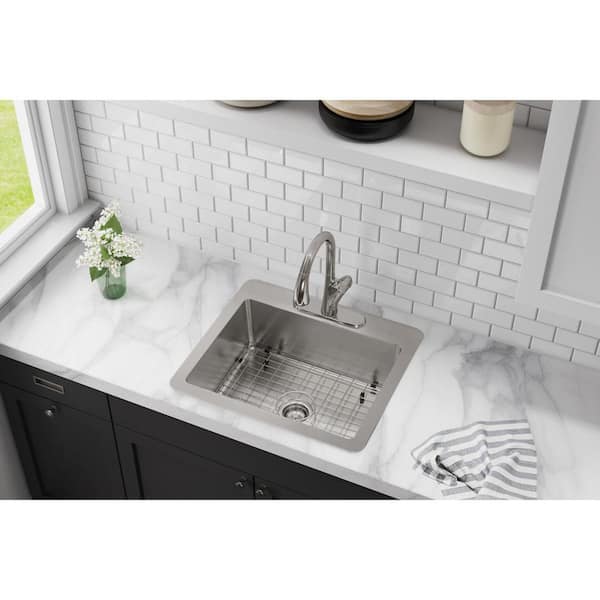 Avenue 25 in. Drop in/Undermount Single Bowl 18 Gauge Stainless Steel Kitchen Sink with Bottom Grids