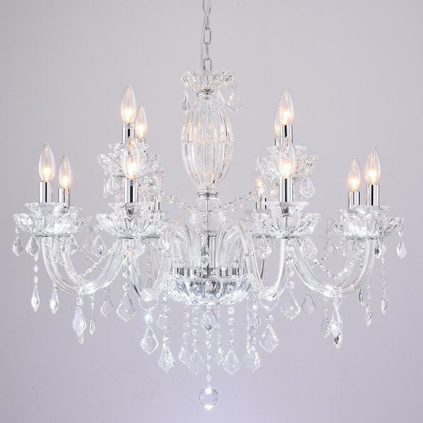 Atlanta 12-Light Clear Candle Style Traditional Chandelier with Crystal Accents