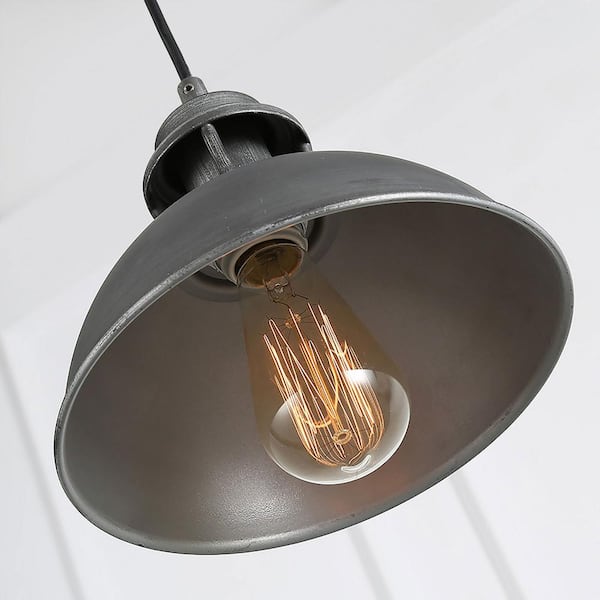 1-Light Industrial Farmhouse Barn Pendant Light Modern Dark Gray Island Bar Pendant Ceiling Light with Metal Dome Shade