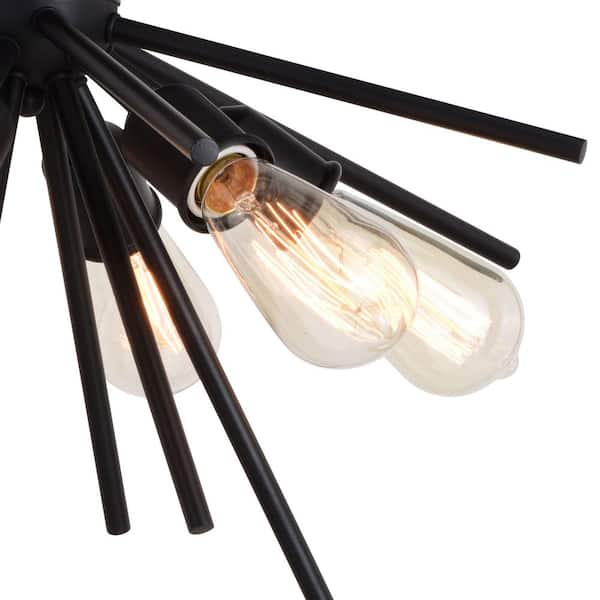 Estelle 24-in W Black Mid-Century Modern Sputnik Semi Flush Mount Ceiling Light