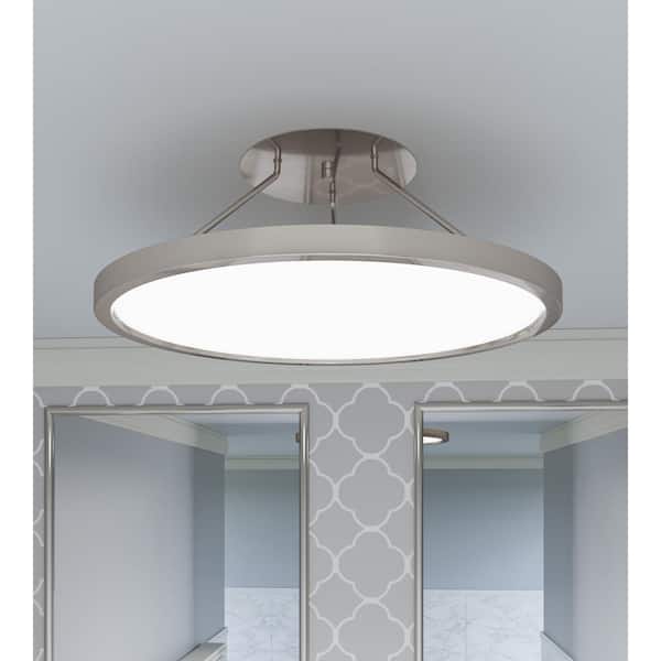 Outskirts 20 in. Brushed Nickel LED Semi-Flush Mount
