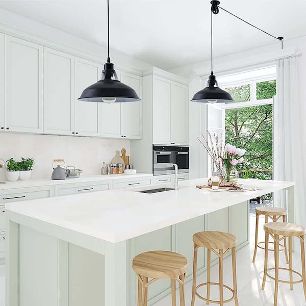 1-Light Plug-In Industrial Bowl Shaded Pendant Light Hanging lamp with 16.4 ft. Cord On/Off Switch