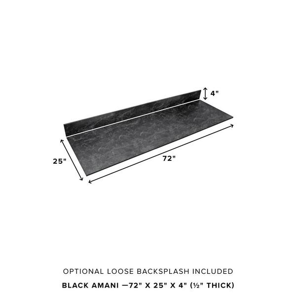 6 ft. L x 25 in. D Engineered Composite Countertop in Black Amani with Satin Finish