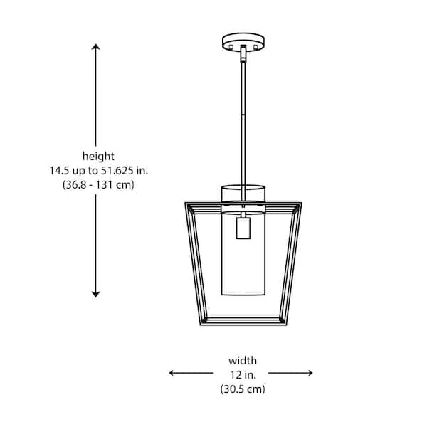 12 in. 1-Light Black Pendant Light Fixture with Clear Glass Cylinder Shade