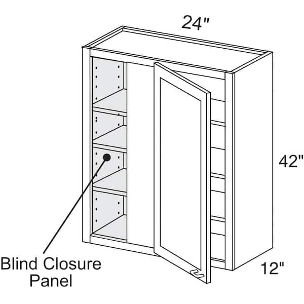 Newport Cream Painted Plywood Shaker Assembled Blind Corner Kitchen Cabinet Sft Cls L 24 in W x 12 in D x 42 in H