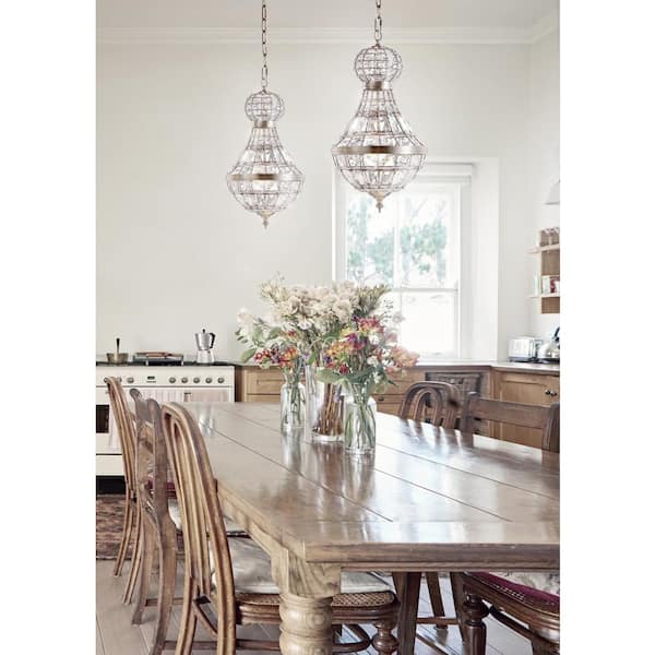 Regina 12 in. 1-Light Antique Brass Crystal/Metal Empire LED Chandelier