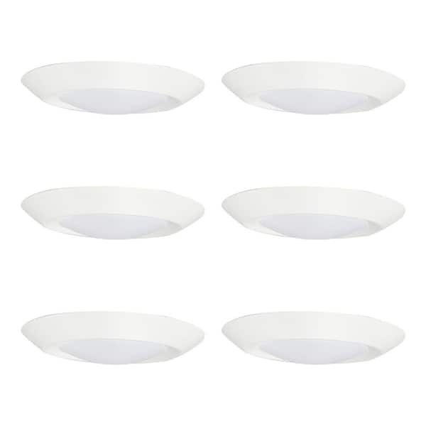 7.5 in. White Integrated LED Miniature Disk Flush Mount Ceiling Light Fixture (6-Pack)
