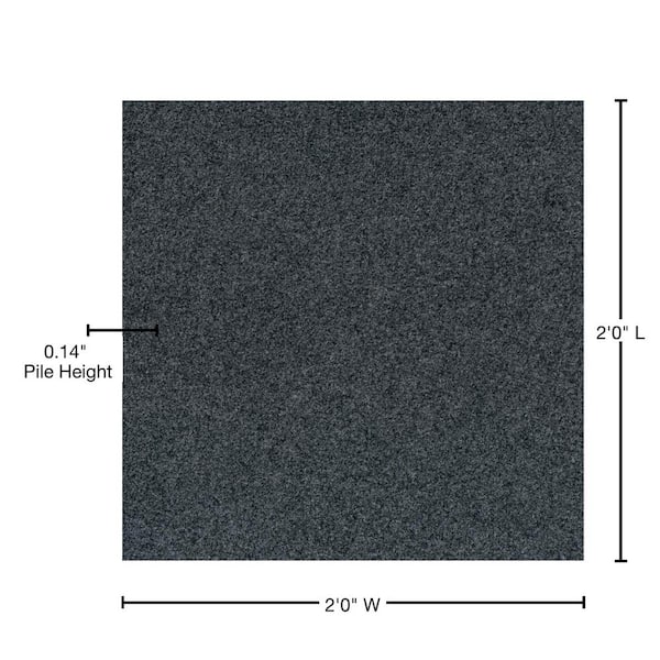 Peel and Stick Grizzly Grass 24 in. x 24 in. Slate Grey Artificial Grass Carpet Tiles (15-Pack)