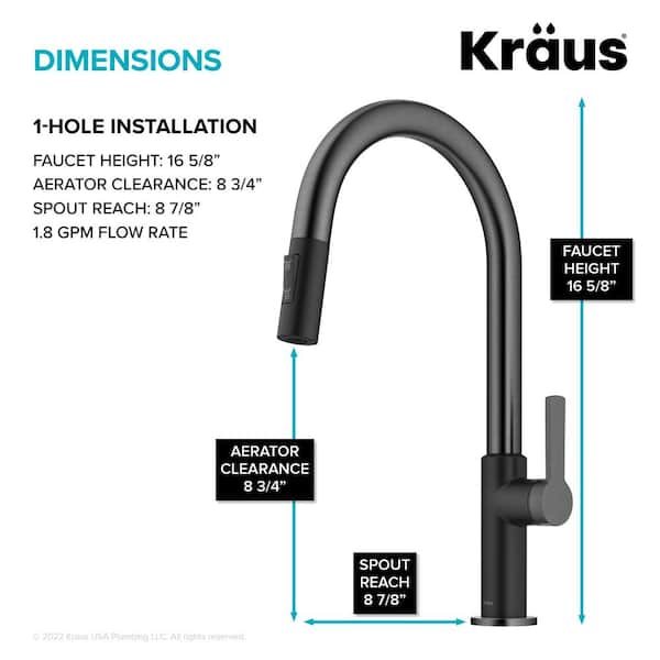 Oletto Single Handle Pull-Down Kitchen Faucet in Matte Black/Spot Free Black Stainless Steel