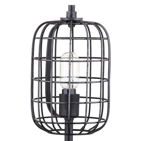 Odette 20 in. Black/Silver Industrial Metal Table Lamp