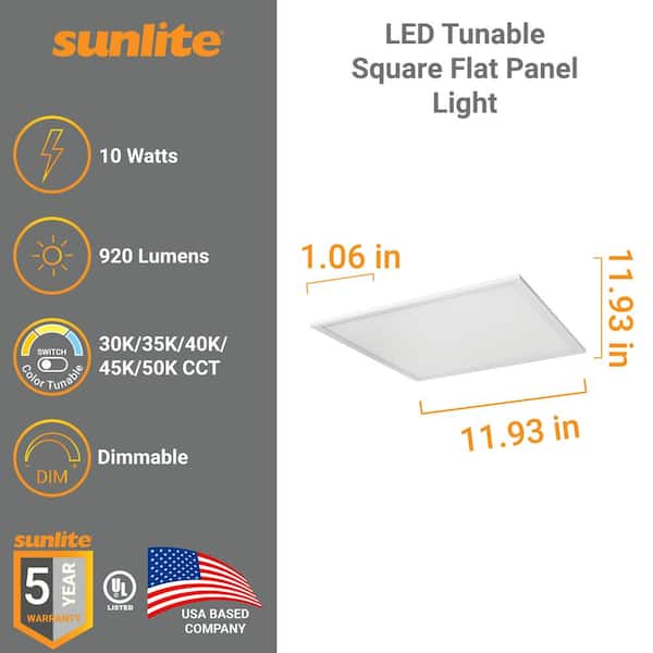 1 ft. x 1 ft. Dimmable 920 Lumens Integrated LED Panel Light, Selectable CCT 3000K 3500K 4000K 4500K 5000K