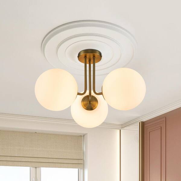 Lueck 22 in. 3-Light Modern Sputnik Globe Semi Flush Mount