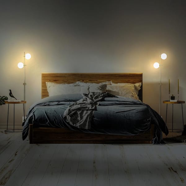 Equinox 62 in Gold LED 2-Light Wall Sconce Lamp with Glass Globe Shades