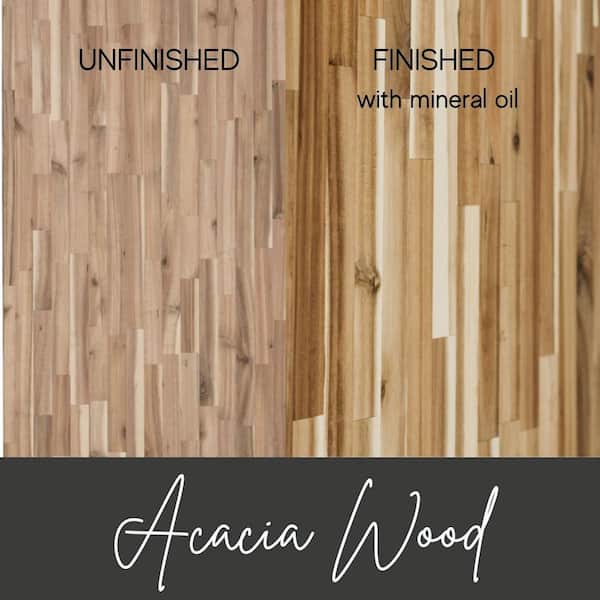 4 ft. L x 26 in. D Unfinished Acacia Solid Wood Butcher Block Countertop With Square Edge