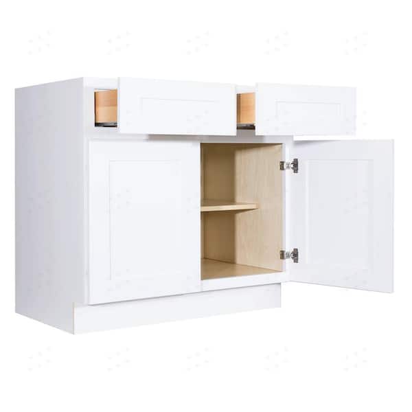 Lancaster White Plywood Shaker Stock Assembled Base Kitchen Cabinet 36 in. W x 34.5 in. H x 24 in. D
