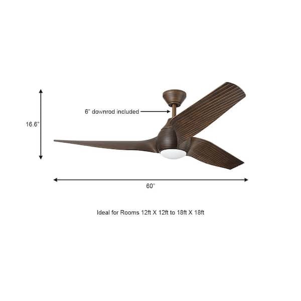 Kayden DC 60 in. White Color Changing Integrated LED Indoor/Outdoor Dark Oak Ceiling Fan with Light Kit and Remote