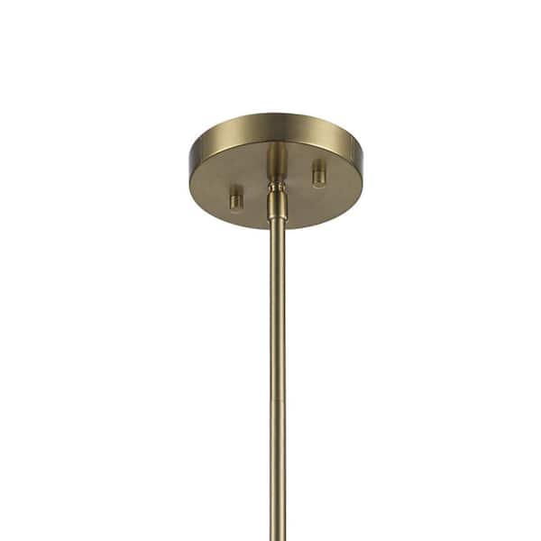 4-Light Brass and Tiered Crystal Pendant Light Fixture with Hanging Crystal Beaded Shade