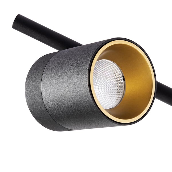 7-Watt 5-Bulb 2450 Lumens Black LED Track Lighting Kit with Fixed Rail Ceiling Light with Rotating Heads, 3000K