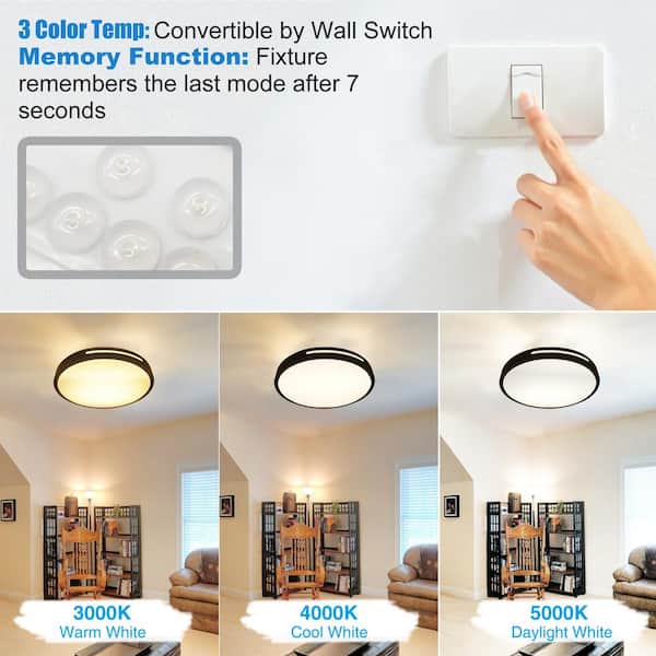 13 in. LED Flush Mount 3000K/4000K/5000K Convertible - 1500 Lumens Ceiling Light Fixture (2-Pack)