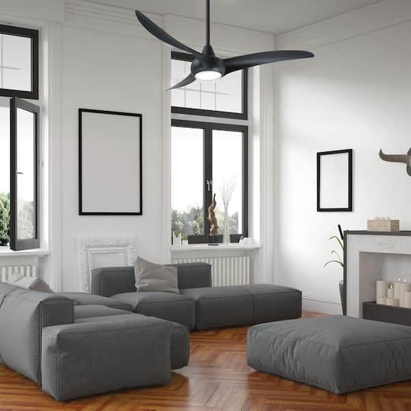 Light Wave 52 in. Integrated LED Indoor Black Ceiling Fan with Light with Remote Control