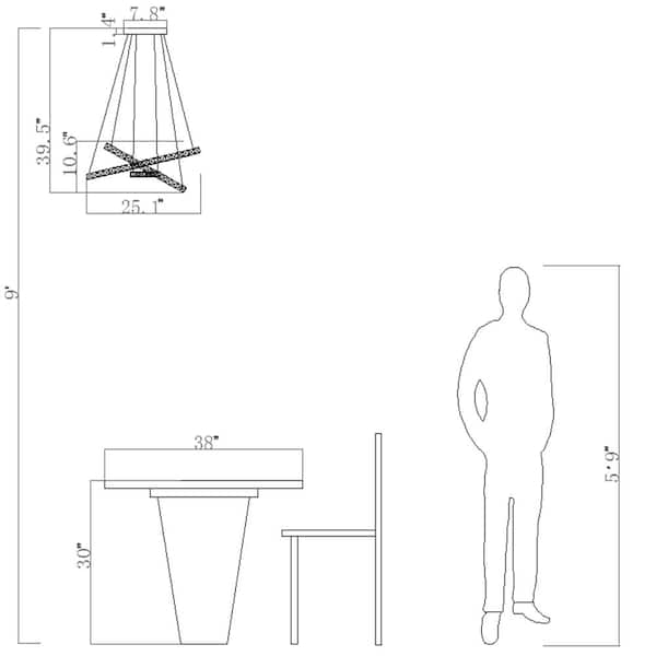 Jefferson 3 - Light Clear/Chrome Unique Geometric Integrated LED Chandelier with Crystal Accents