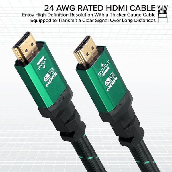 8 ft. 4K HDMI Cable, High Speed 18 Gbps HDMI to HDMI Cable Green (3-Pack)