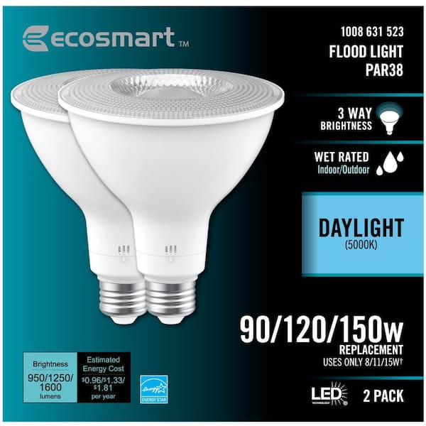 90/120/150-Watt Equivalent PAR38 3-Way Spot Energy Star Dimmable CEC LED Light Bulb Daylight (2-Pack)