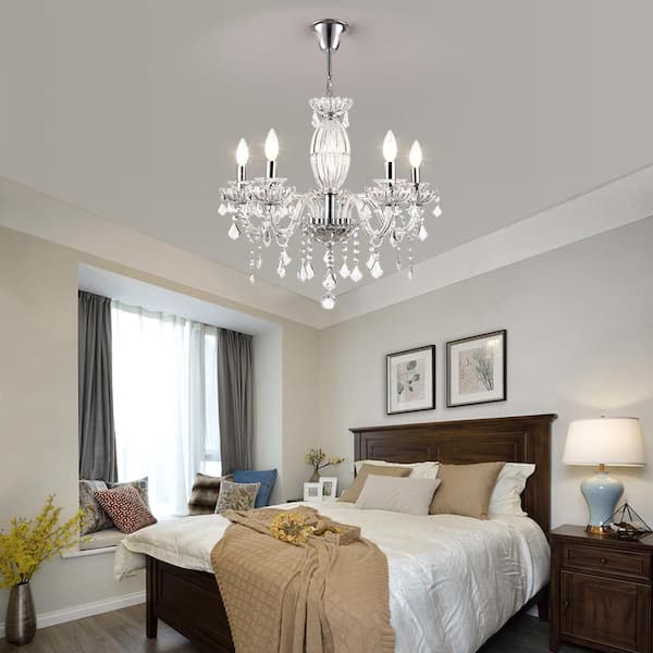 Atlanta 5 -Light Candle Style Traditional Chandelier with Crystal Accents