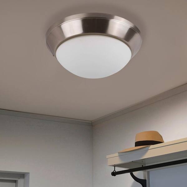 1-Light Integrated LED Flush Mount Ceiling Light in Brushed Nickel