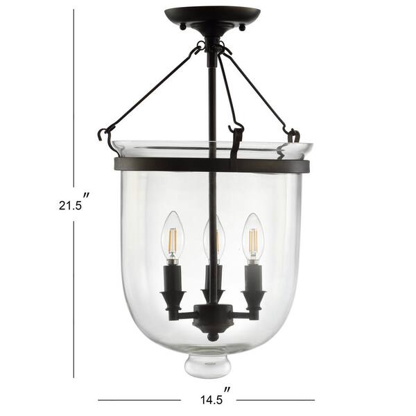 Charlotte 14.5 in. Oil Rubbed Bronze Metal/Glass LED Semi-Flush Mount