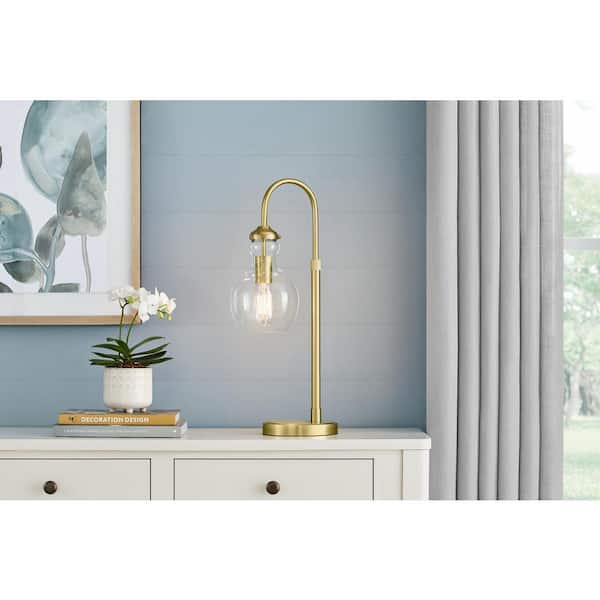 Bakerston 23 .5 Brushed Brass Table Lamp with Clear Glass Shade