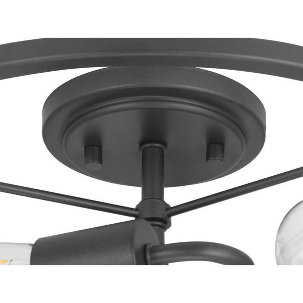 Somstreet 15 in. 3-Light Graphite Semi-Flush Mount