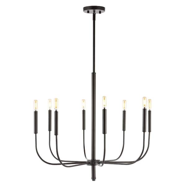 Amoros 27.25 in. 8-Light Modern Mid-Century Iron LED Chandelier, Oil Rubbed Bronze